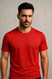 Erkek %100 Pamuk Slim Fit Sporcu Tişört Basic Bisiklet Yaka Kısa Kollu T-Shirt