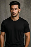 Erkek %100 Pamuk Slim Fit Sporcu Tişört Basic Bisiklet Yaka Kısa Kollu T-Shirt