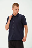 Erkek Metal Düğmeli Yazlık Kısa kollu Gömlek