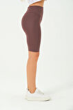 Kadın Toplayıcı Yüksek Bel Kısa Tayt Esnek Spor Tayt