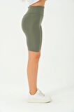 Kadın Toplayıcı Yüksek Bel Kısa Tayt Esnek Spor Tayt