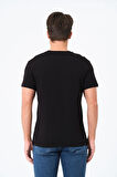 Erkek %100 Pamuk Kısa Kollu Siyah T-shirt V Yaka Basic Erkek Tişört