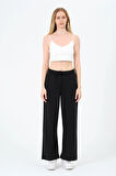 Kadın Yüksek Bel Çizgili Palazzo Pantalon