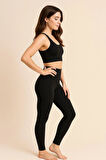 Kadın 2'li Paket Siyah Kısa ve Uzun Yüksek Bel Toparlayıcı Esnek Günlük ve Spor Tayt