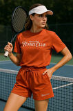 Kadın Sporty Kısa Kollu Bisiklet Yaka Oversize T-shirt ve Şortlu Alt Üst Takım Tenis İkili Takım