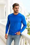Erkek Uzun Kollu Bisiklet Yaka Tişört - %100 Pamuk Basic Relaxed T-shirt