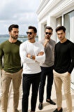 Erkek 4'lü Paket Basic Uzun Kollu Tişört Sporcu Body T-shirt