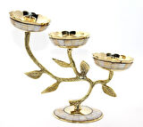 Pirinç Sedefli 3'lü Şamdan Model 4