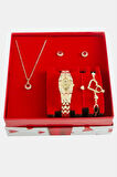 Metal Kadın Kol Saati ve Takı Seti Kombini