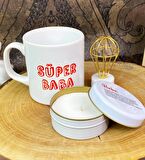 Baba Tasarımlı Mum Kupa Ve Mini Lamba Set