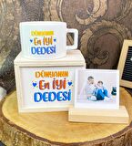 Dünyanın En İyi Dedesi Tasarımlı Kutulu Kupa Ve Ahşap Fotoğraf Tutucu Set