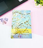Badem Çiçeği Tasarımlı Kalın Kitap Görünümlü Defter Ve Bez Çanta Set