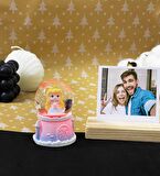 Sevimli Prenses Mini Işıklı Kar Küresi Ve Ahşap Fotoğraf Tutucu 