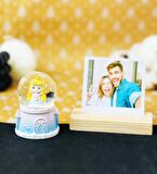 Sevimli Prenses Mini Işıklı Kar Küresi Ve Ahşap Fotoğraf Tutucu 