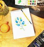 17X23Cm Sketch Book - Eskiz Defteri - Spiralli Tutuş / Grenli Sert Tasarım Kapak