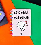 Sütü Çilekli Seni Sürekli Tasarımlı Yeni Nesil Kalp Spiralli Defter