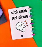 Sütü Çilekli Seni Sürekli Tasarımlı Yeni Nesil Kalp Spiralli Defter