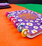 Mor Papatya Tasarımlı Yeni Nesil Kalp Spiralli Defter