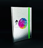 Metal Kapaklı Satürnlü Kız Tasarımlı Lastikli Defter