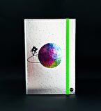Metal Kapaklı Satürnlü Kız Tasarımlı Lastikli Defter