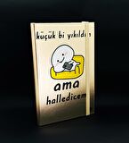 Metal Kapaklı Küçük Bi Yıkıldım Tasarımlı Lastikli Defter