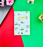 Panda Pattern Yeşil Tasarımlı Lastikli Defter