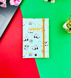 Panda Pattern Yeşil Tasarımlı Lastikli Defter