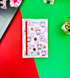 Çilekli Tavşan Tasarımlı Lastikli Defter