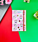 Çilekli Tavşan Tasarımlı Lastikli Defter