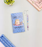 Sevimli Desenli Kilitli Defter ve Kalem Seti