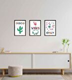 Goods Vibes Only Tasarım Duvar Panosu 3'lü Set