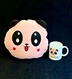 Pembe Panda Tasarımlı Kupa Ve Yastık Set