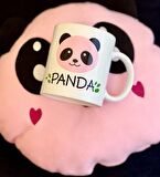 Pembe Panda Tasarımlı Kupa Ve Yastık Set