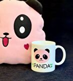 Pembe Panda Tasarımlı Kupa Ve Yastık Set