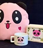 Pembe Panda Tasarımlı Kutulu Kupa Ve Yastık Set