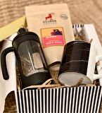 Siyah Mermer French Press & Filtre Kahveli Sevgiliye Hediye Seti