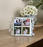 İyiki Varsın 4 Fotoğraf Standlı Mdf Çerçeve Gümüş