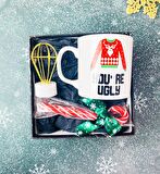 You're Ugly Tasarımlı Kupa Baston Şeker Ve Mini Balon Gece Lambası Yılbaşı Seti