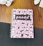 Panda Tasarımlı Çizgili Spiralli Defter