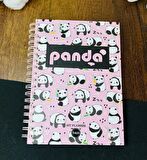 Panda Tasarımlı Çizgili Spiralli Defter