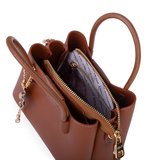 Nas Bag Mini Çiçek Charmlı Kadın  Şık El ve Çapraz Çanta (en 25 cm ;boy 22 cm ) Taba