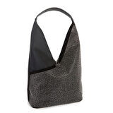 Nas Bag Kadın Omuz Çantası Siyah Gümüş Saten