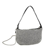 Nas Bag Kadın Çapraz  Çanta  Siyah White Diamond Beyaz Taşlı Ayarlanabilir Askılı