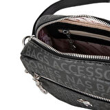 Nas Bag Kadın Çapraz Çanta Mini Cüzdanlı Ayarlanabilir Askılı Siyah Yazılı