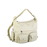 Nas Bag Unisex Zararlı Kimyasal İçermeyen Su İtici Özelliğe Sahip Omuz ve Sırt Çantası Dönüştürülebilir Tasarım  Bej 