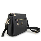 Nas Bag Kadın Çapraz Çanta Kalın Ayarlanabilir Askılı Çanta Siyah Silan (En: 26 cm,  Boy: 22 cm )