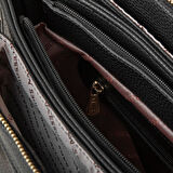 Nas Bag Kadın Çapraz Çanta Kalın Ayarlanabilir Askılı Çanta Siyah Silan (En: 26 cm,  Boy: 22 cm )