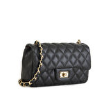 Nas Bag Kadın Çapraz Çanta Kapitone Zincir Detaylı Siyah  Nova 