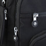 Nas Bag Unisex Su İtici Özellik Kazandırılmış Çok Gözlü Büyük Boy Sırt Çantası Siyah