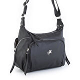 Nas Bag Kadın Çapraz Çanta Siyah Yıkamalı ( 26x21x15 cm)